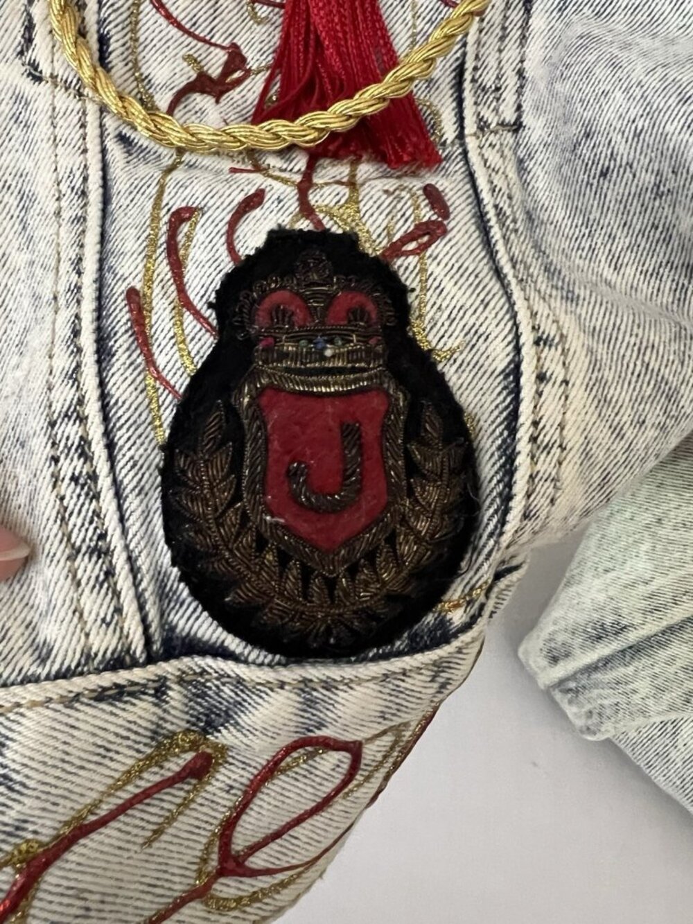 Tamarah Marie Hand painted Denim Jean Jacket Womens M Art To Wear Cadet OOAK.  N - Picture 7 of 8
